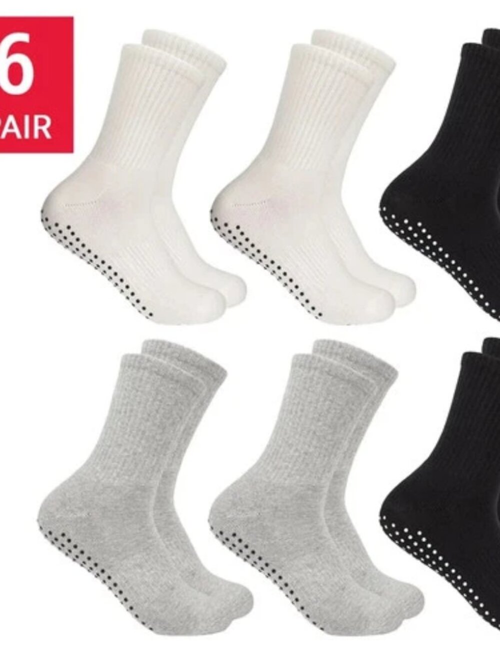 Bala Women's Studio Grip Socks 6-Pack- Non-Slip Pilates -Yoga -Multi/ White- New